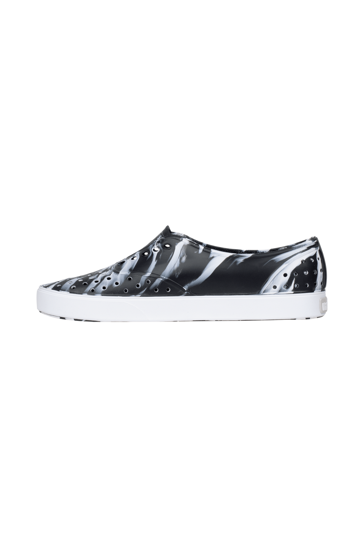 Angled view of a Native Shoes Miller Wanderfoam Marbled | Jfyshlmarble/Shlwht Footwear in Jfyshlmarble/Shlwht