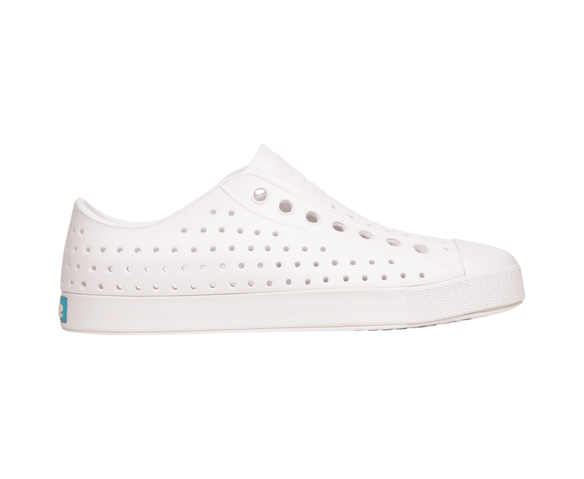 Side view of a Native Shoes Adults Jefferson Footwear in Shell White / Shell White