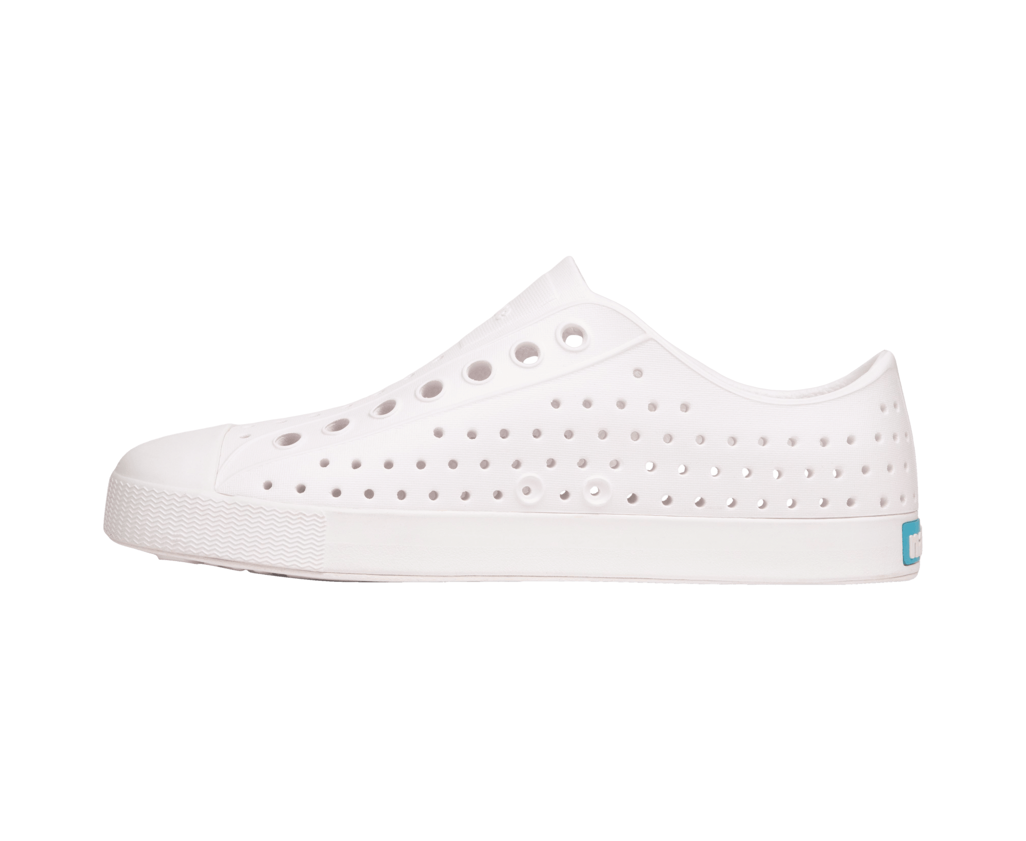 Angled view of a Native Shoes Jefferson | Shell White / Shell White Footwear in Shell White / Shell White