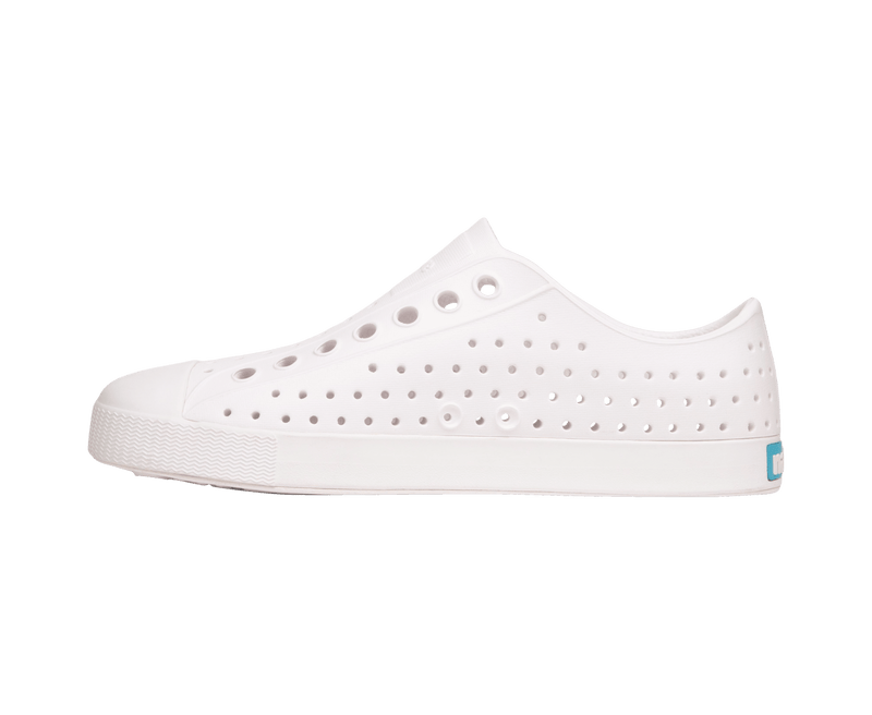 Angled view of a Native Shoes Jefferson | Shell White / Shell White Footwear in Shell White / Shell White