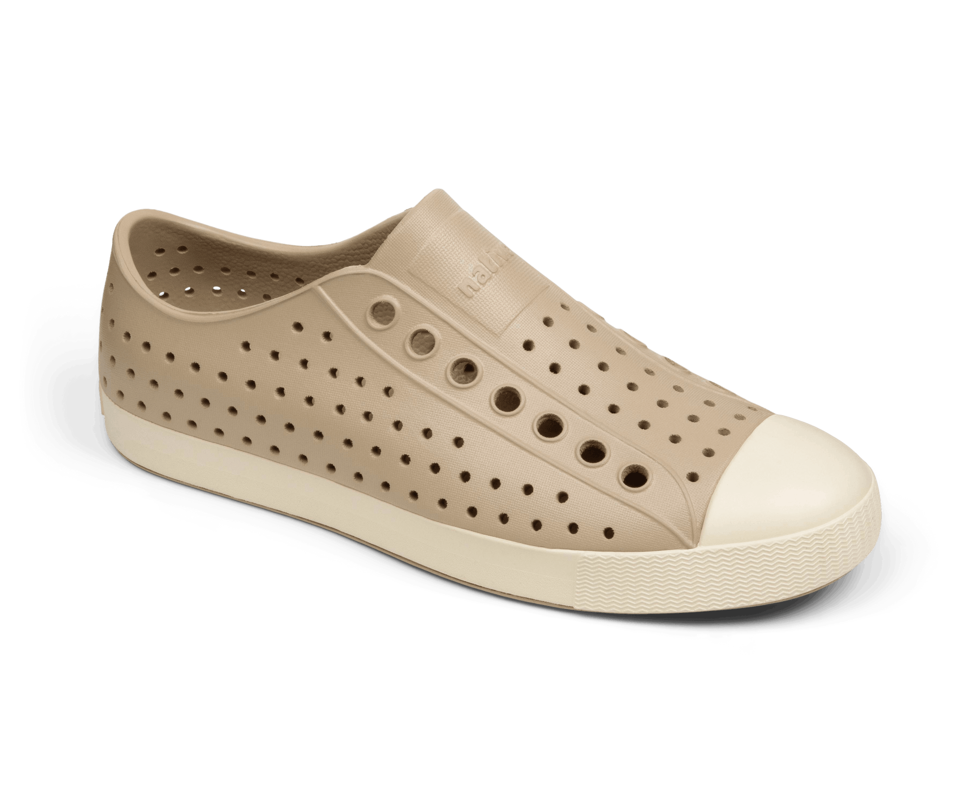 Bottom view of a Native Shoes Jefferson | Flax Tan / Bone White Footwear in Flax Tan / Bone White