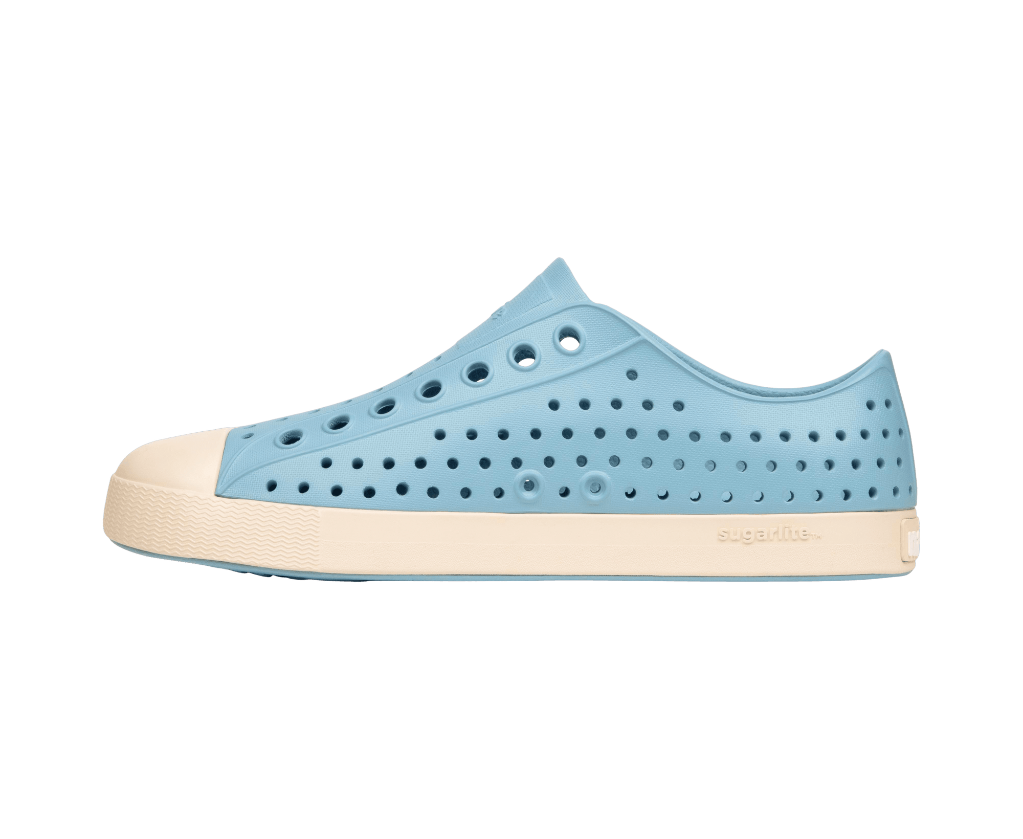 Angled view of a Native Shoes Jefferson | Flux Blue / Bone White Footwear in Flux Blue / Bone White