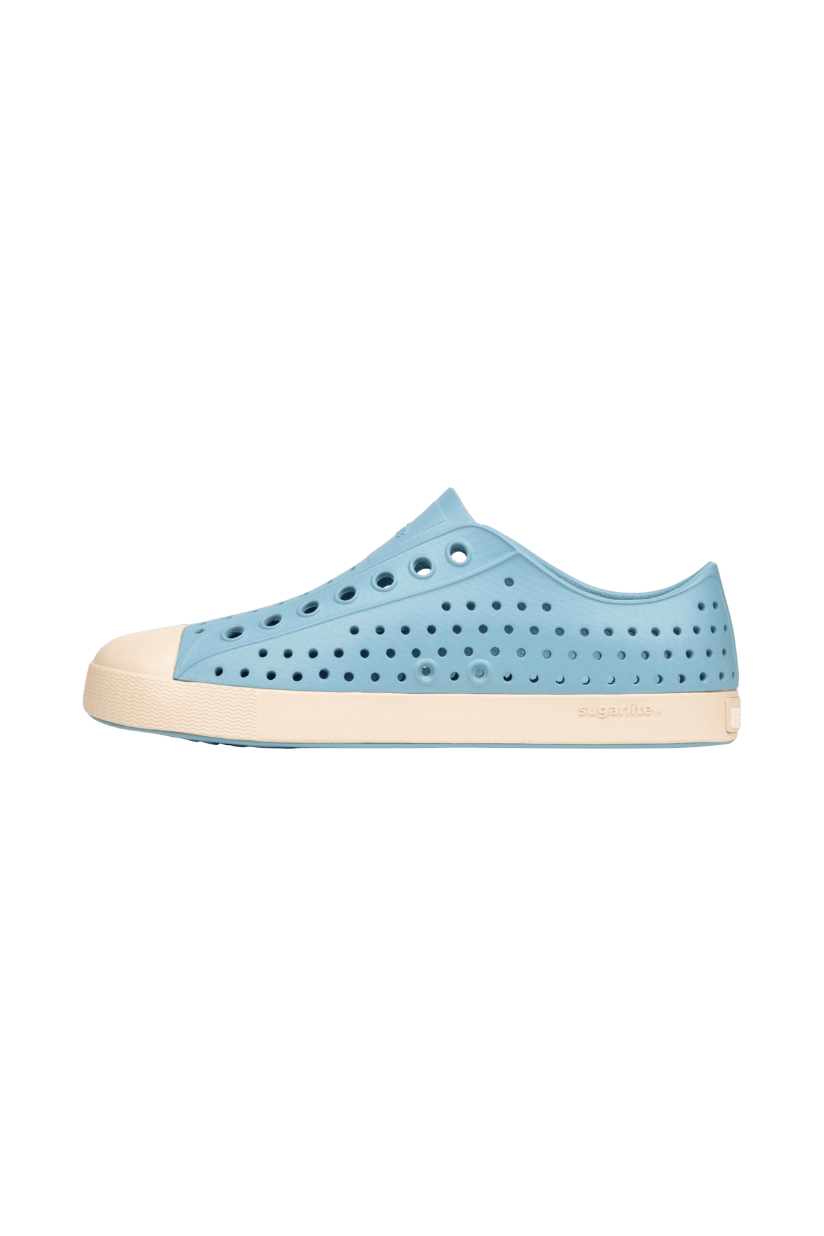 Angled view of a Native Shoes Jefferson | Flux Blue / Bone White Footwear in Flux Blue / Bone White