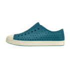 Side view of a Native Shoes Adults Jefferson Footwear in Faded Glory Blue / Bone White