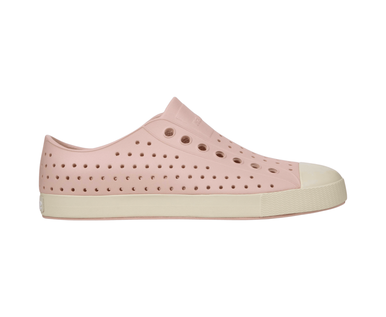 Side view of a Native Shoes Adults Jefferson Footwear in Chameleon Pink / Bone White