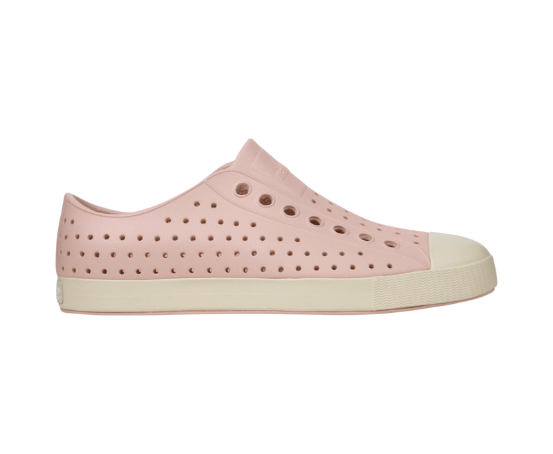Side view of a Native Shoes Adults Jefferson Footwear in Chameleon Pink / Bone White