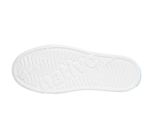 Bottom view of a Native Shoes Jefferson Block | Shell White / Shell White / Uv City Celery Block Footwear in Shell White / Shell White / Uv City Celery Block