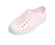 Angled view of a Native Shoes Kids Jefferson Kids | Milk Pink / Shell White Footwear in Milk Pink / Shell White