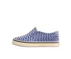 Side view of a Native Shoes Kids Miles Bloom Print Kids Footwear in Future Purple / Bone White / Ink Wiggle Stripe