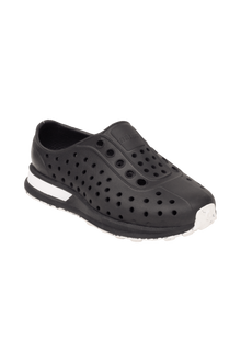 Bottom view of a Native Shoes Kids Robbie Block Kids | Jfyblk/Jfyblk/Shlwht/Shlspckrb Footwear in Jfyblk/Jfyblk/Shlwht/Shlspckrb