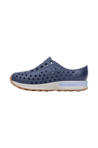 Angled view of a Native Shoes Kids Robbie Block Kids | Rgtabl/Slkgry/Kingr/Uvspckrb Footwear in Rgtabl/Slkgry/Kingr/Uvspckrb