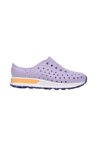 Side view of a Native Shoes Kids Robbie Block Kids Footwear in Troprp/Bnwht/Parapnk/Glmspckrb