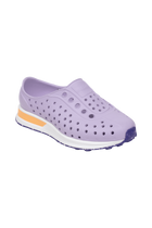 Bottom view of a Native Shoes Kids Robbie Block Kids | Troprp/Bnwht/Parapnk/Glmspckrb Footwear in Troprp/Bnwht/Parapnk/Glmspckrb