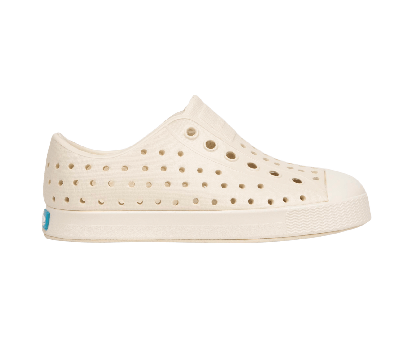 Side view of a Native Shoes Kids Jefferson Kids Footwear in Bone White / Bone White