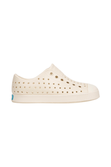 Side view of a Native Shoes Kids Jefferson Kids Footwear in Bone White / Bone White