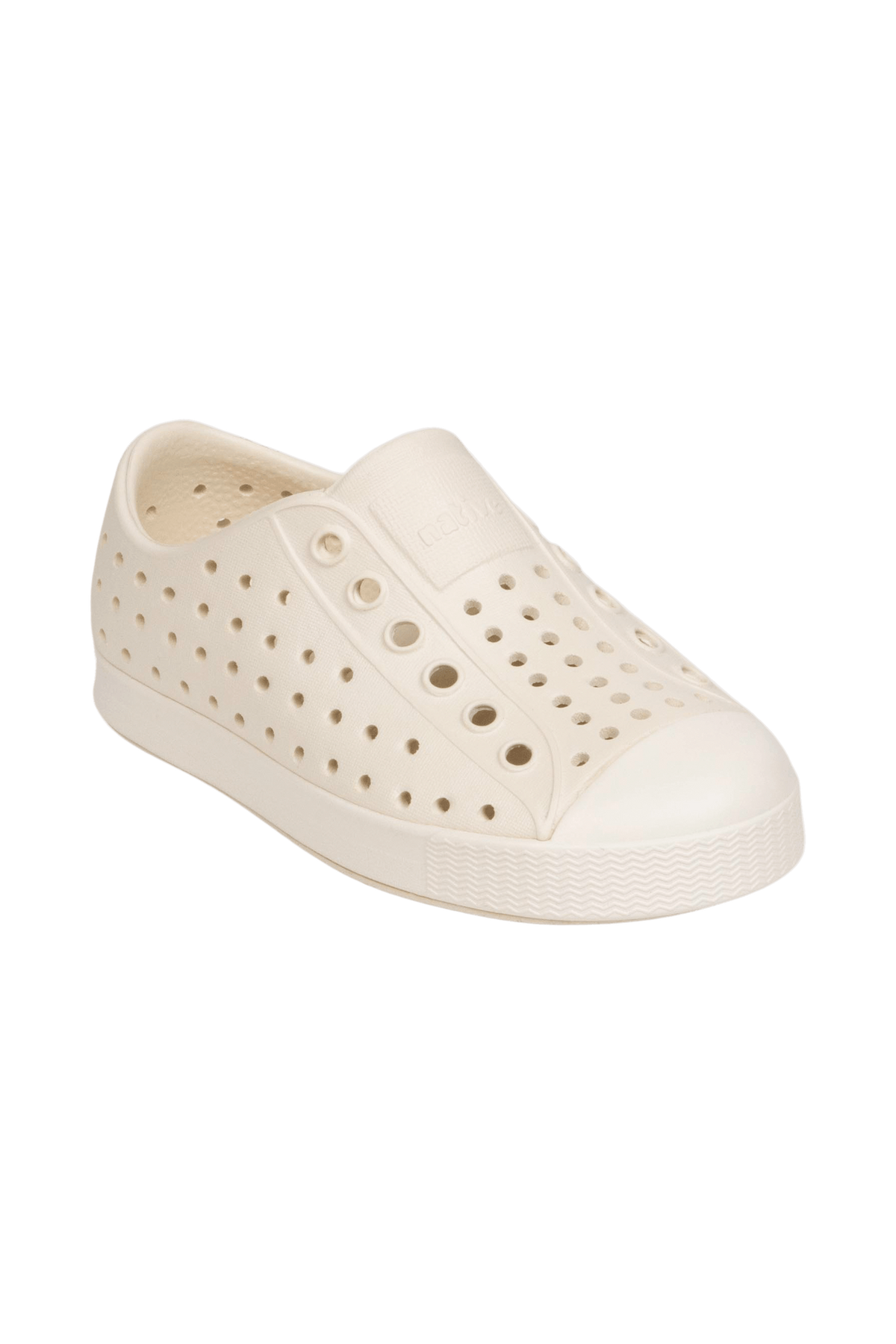 Bottom view of a Native Shoes Kids Jefferson Kids | Bone White / Bone White Footwear in Bone White / Bone White