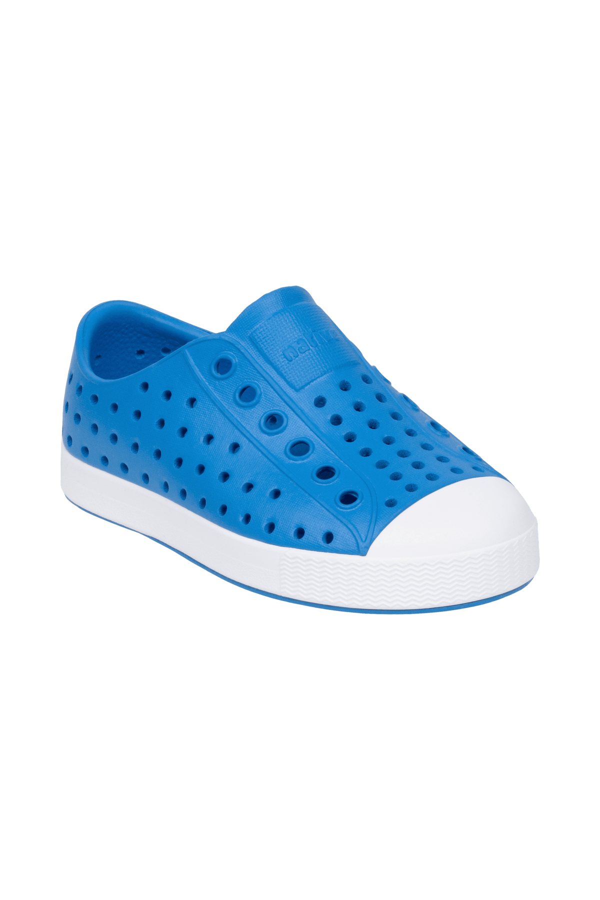 Bottom view of a Native Shoes Kids Jefferson Kids | Wave Blue / Shell White Footwear in Wave Blue / Shell White