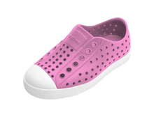 Angled view of a Native Shoes Kids Jefferson Kids | Malibu Pink / Shell White Footwear in Malibu Pink / Shell White