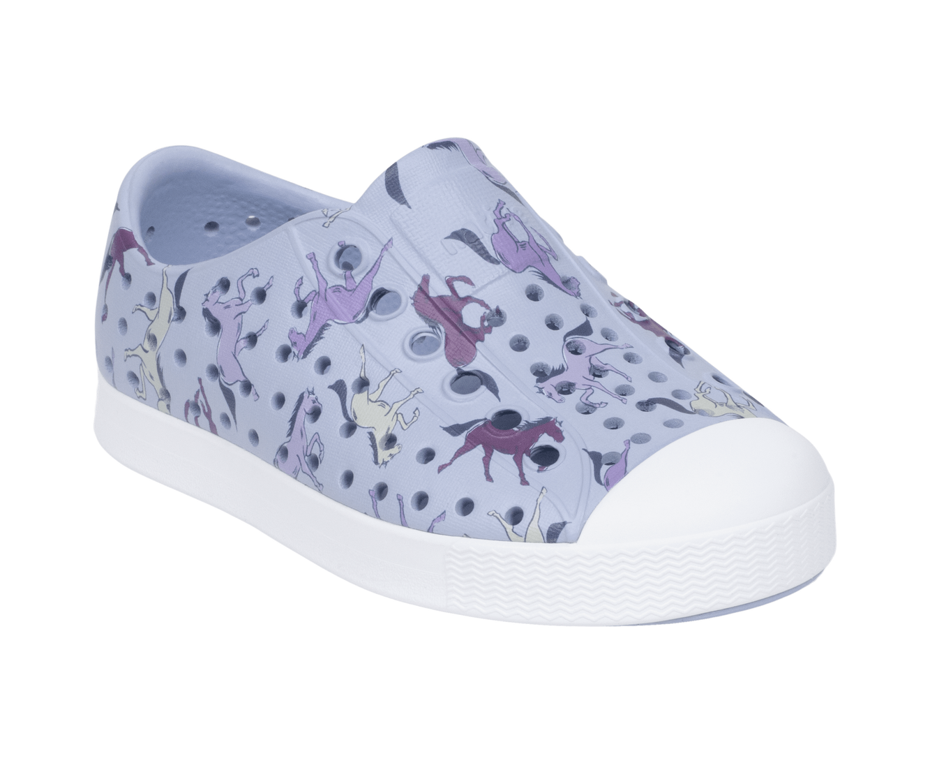 Bottom view of a Native Shoes Kids Jefferson Print Kids | Skwybl/Shlwht/Twrlhorses Footwear in Skwybl/Shlwht/Twrlhorses