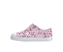 Side view of a Native Shoes Kids Jefferson Print Kids Footwear in Barely Pink / Shell White / Cowgirl