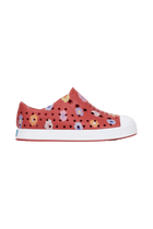 Side view of a Native Shoes Kids Jefferson Print Kids Footwear in Rubyrd/Shlwht/Paradaisy