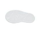 Bottom view of a Native Shoes Kids Jefferson Print Kids | Shell White / Shell White / Heart Graffiti Footwear in Shell White / Shell White / Heart Graffiti