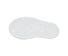 Bottom view of a Native Shoes Kids Jefferson Print Kids | Shell White / Shell White / Heart Graffiti Footwear in Shell White / Shell White / Heart Graffiti