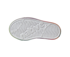 Bottom view of a Native Shoes Kids Jefferson Print Kids | Shell White / Transparent / Rainbow Spray Footwear in Shell White / Transparent / Rainbow Spray