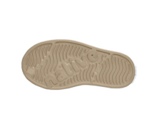 Bottom view of a Native Shoes Kids Jefferson Print Kids | Flax Tan / Shell White / Freesia Leopard Footwear in Flax Tan / Shell White / Freesia Leopard