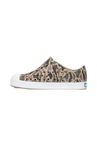 Angled view of a Native Shoes Kids Jefferson Print Kids | Flxtn/Shlwht/Tuffcamo Footwear in Flxtn/Shlwht/Tuffcamo