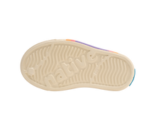 Bottom view of a Native Shoes Kids Jefferson Block Kids | Bone White / Bone White / Apricot Dazzle Ultra Circle Footwear in Bone White / Bone White / Apricot Dazzle Ultra Circle