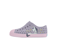 Side view of a Native Shoes Kids Jefferson Block Kids Footwear in Future Purple / Barely Pink / Unicorn Block