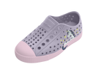 Angled view of a Native Shoes Kids Jefferson Block Kids | Future Purple / Barely Pink / Unicorn Block Footwear in Future Purple / Barely Pink / Unicorn Block