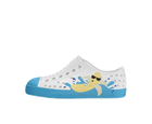 Side view of a Native Shoes Kids Jefferson Block Kids Footwear in Shell White / Aquarius Blue / Banana Block