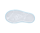 Bottom view of a Native Shoes Kids Jefferson Block Kids | Shell White / Aquarius Blue / Banana Block Footwear in Shell White / Aquarius Blue / Banana Block