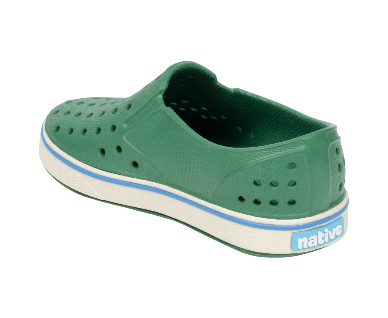 Bottom view of a Native Shoes Kids Miles Kids | Hntrgr/Bnwht Footwear in Hntrgr/Bnwht