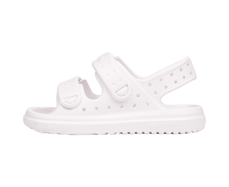 Angled view of a Native Shoes Kids Chase Kids | Shell White / Shell White Footwear in Shell White / Shell White