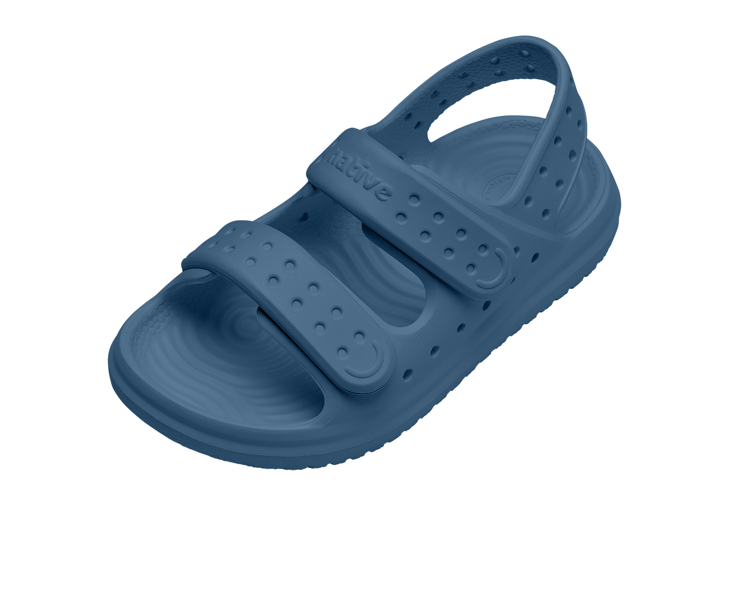 Angled view of a Native Shoes Kids Chase Kids | Oasis Blue / Oasis Blue Footwear in Oasis Blue / Oasis Blue