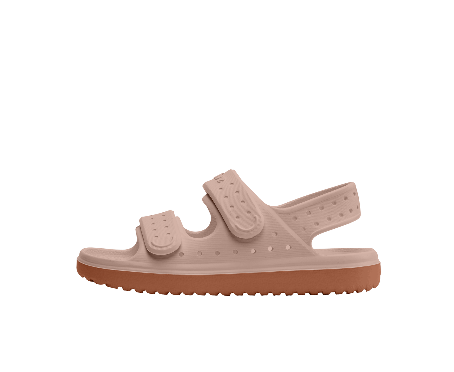 Side view of a Native Shoes Kids Chase Kids Footwear in Chameleon Pink / Sierra Brown