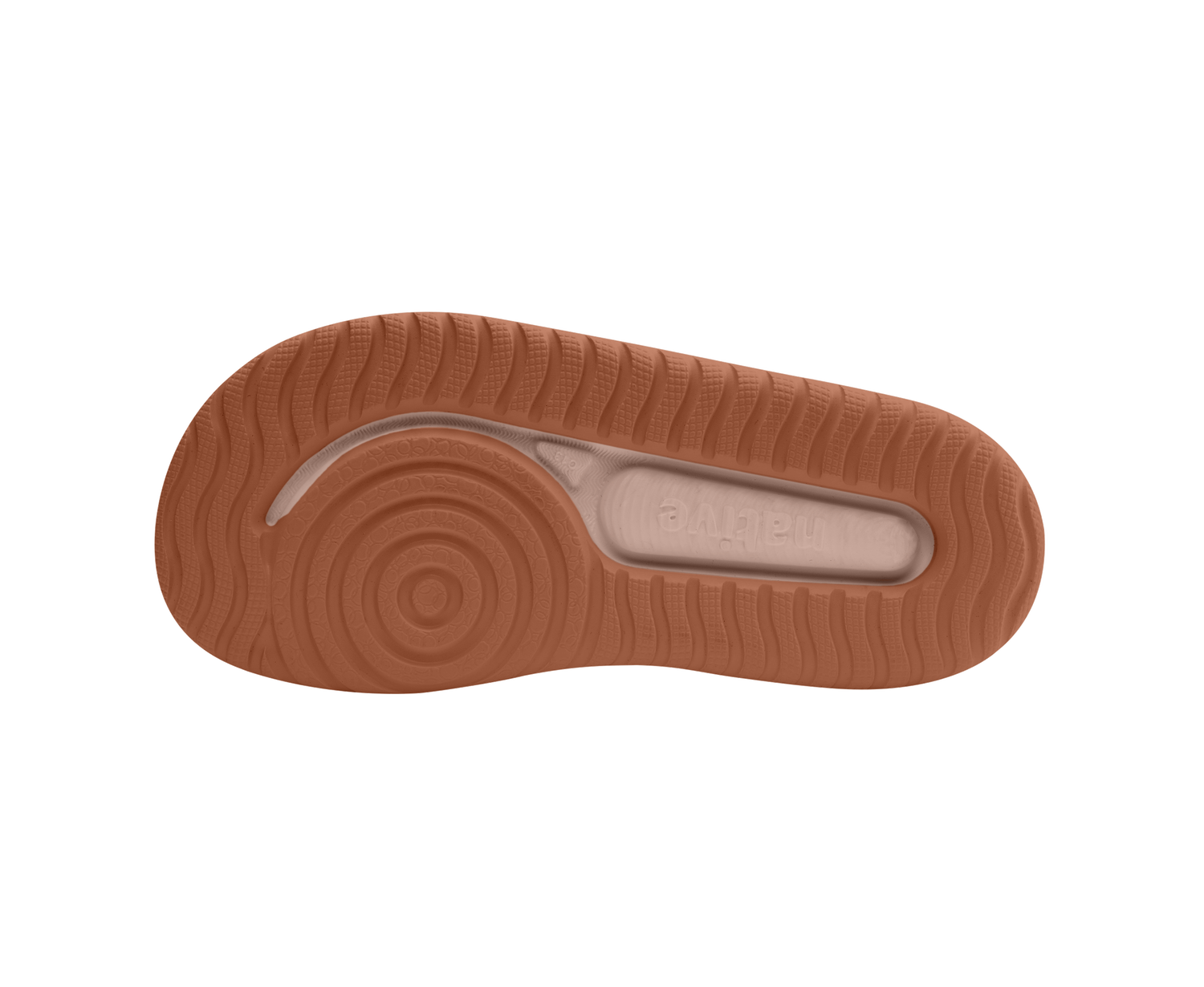 Bottom view of a Native Shoes Kids Chase Kids | Chameleon Pink / Sierra Brown Footwear in Chameleon Pink / Sierra Brown
