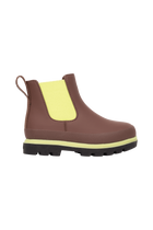 Side view of a Native Shoes Kids Kensington Chelsea Kids Footwear in Bitbr/Jfyblk/Kingr