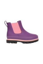 Side view of a Native Shoes Kids Kensington Chelsea Kids Footwear in Orcprp/Jfyblk/Parapnk