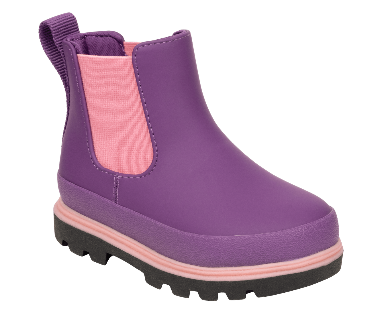 Bottom view of a Native Shoes Kids Kensington Chelsea Kids | Orcprp/Jfyblk/Parapnk Footwear in Orcprp/Jfyblk/Parapnk