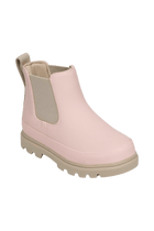 Bottom view of a Native Shoes Kids Kensington Chelsea Kids | Chameleon Pink / Flax Tan Footwear in Chameleon Pink / Flax Tan