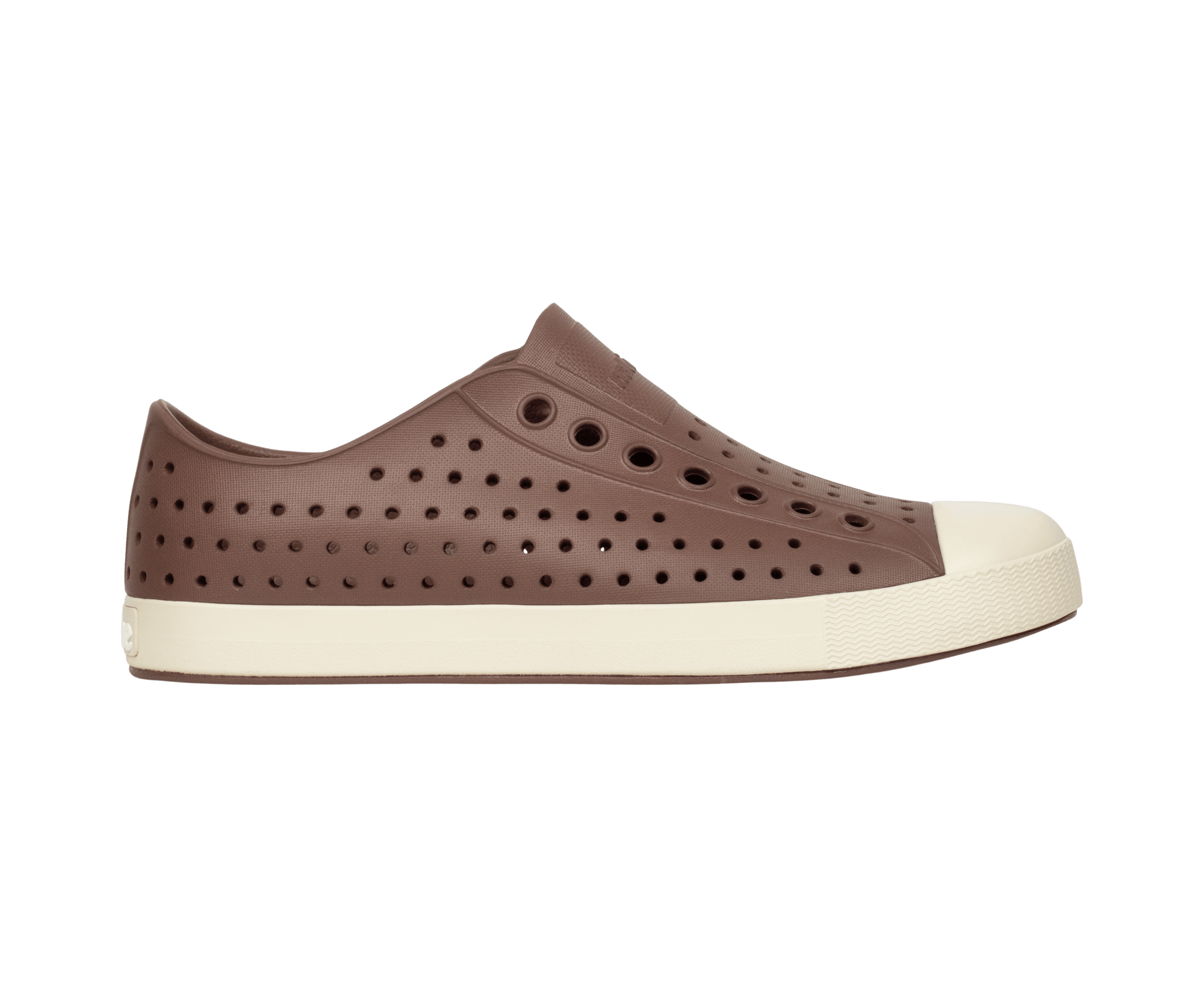 Side view of a Native Shoes™ Adults Jefferson Footwear in Bitter Brown / Bone White