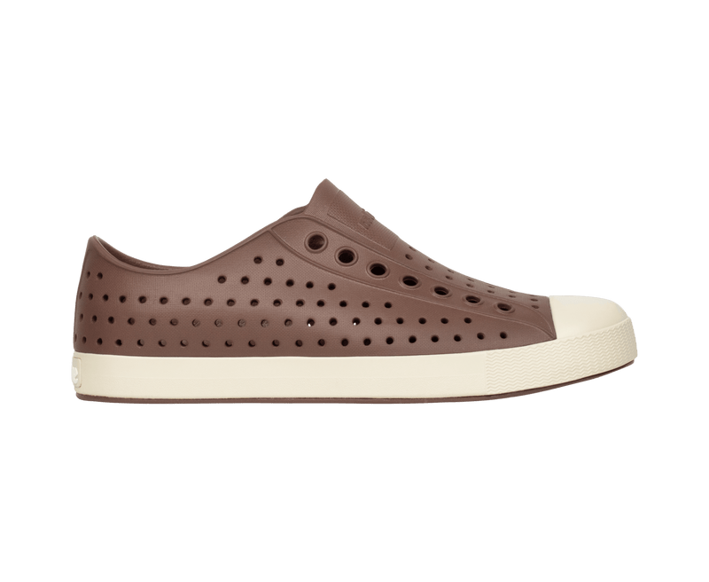 Side view of a Native Shoes™ Adults Jefferson Footwear in Bitter Brown / Bone White