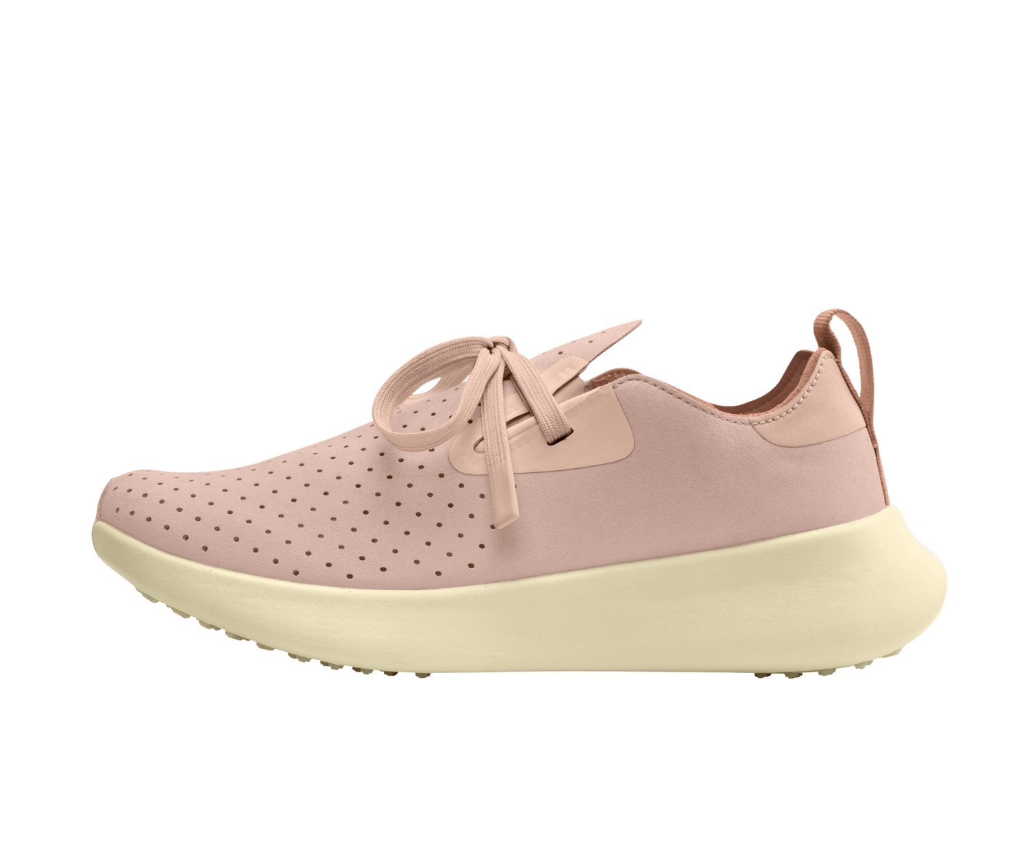 Side view of a Native Shoes Adults Apollo 10 Footwear in Chameleon Pink / Taos Tan