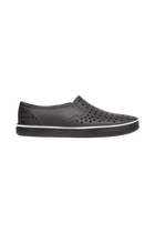 Side view of a Native Shoes Adults Miles Wanderfoam Footwear in Jiffy Black / Jiffy Black