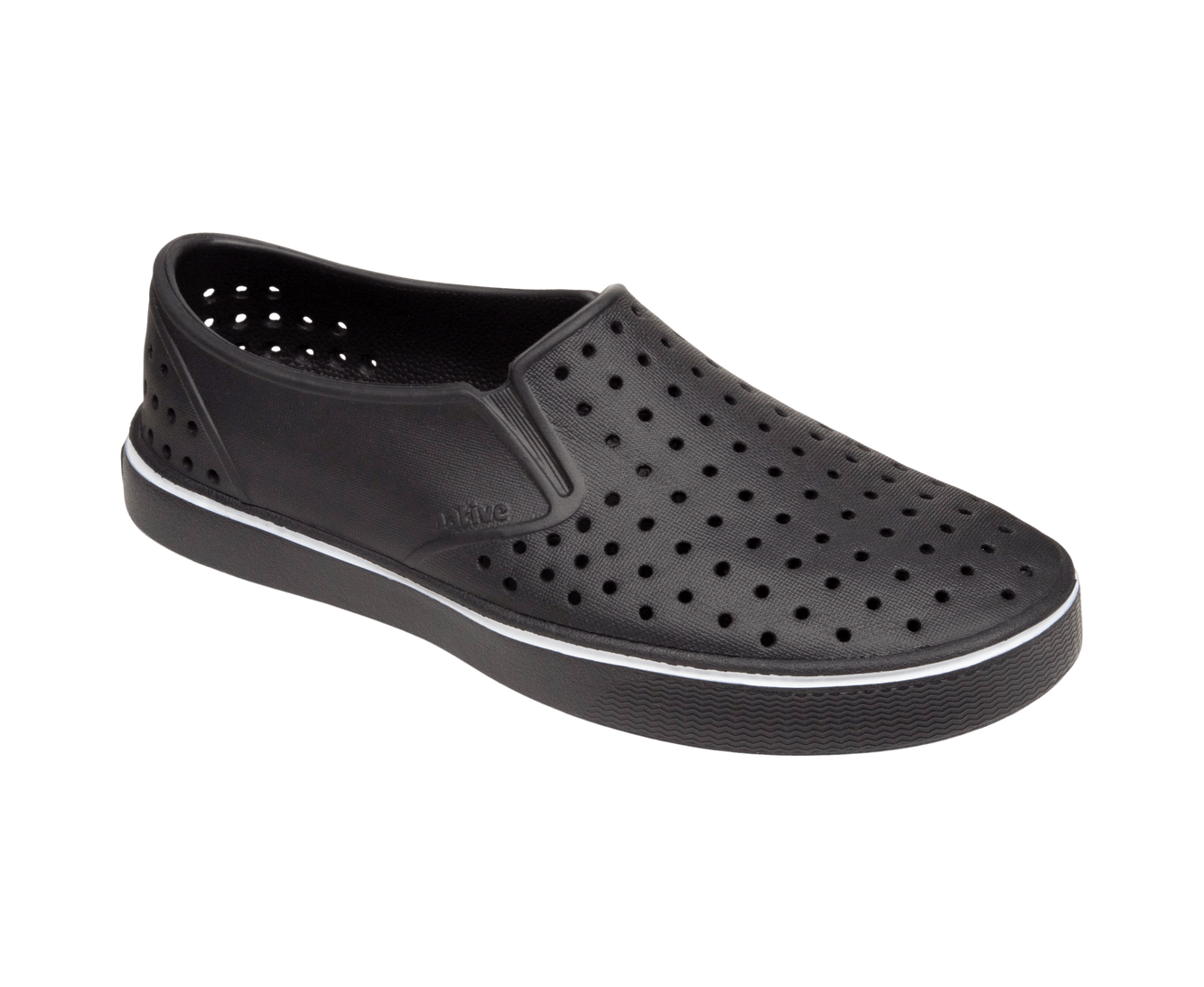 Bottom view of a Native Shoes Miles Wanderfoam | Jiffy Black / Jiffy Black Footwear in Jiffy Black / Jiffy Black