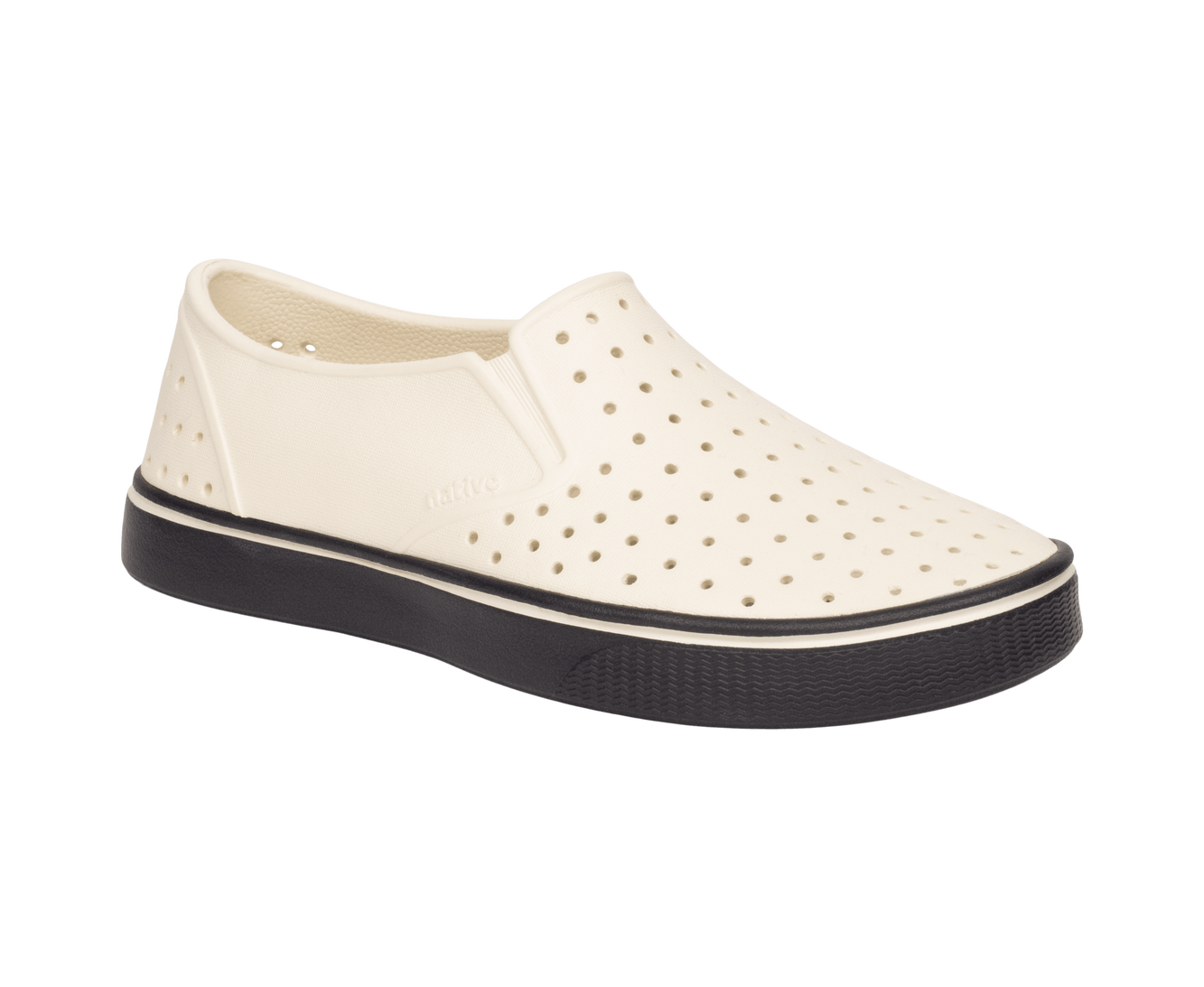Bottom view of a Native Shoes Miles Wanderfoam | Bnwht/Jfyblk Footwear in Bnwht/Jfyblk